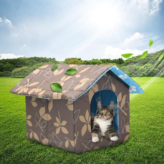 Madame Jones Maison pour chat d'extérieur résistante à l'hiver, imperméable et chaude, pliable avec kussen amovible pour animaux de la rue - Extérieur - Résistant à l'hiver - Imperméable - Pliable - Chaud.