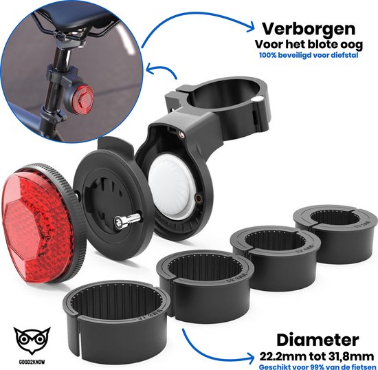 Good2know Gps Tracker Fiets met FindMy tracker – Inclusief Tag – Fiets tracker – Fiets Gps – Geschikt voor Apple – Verborgen als fietsreflector