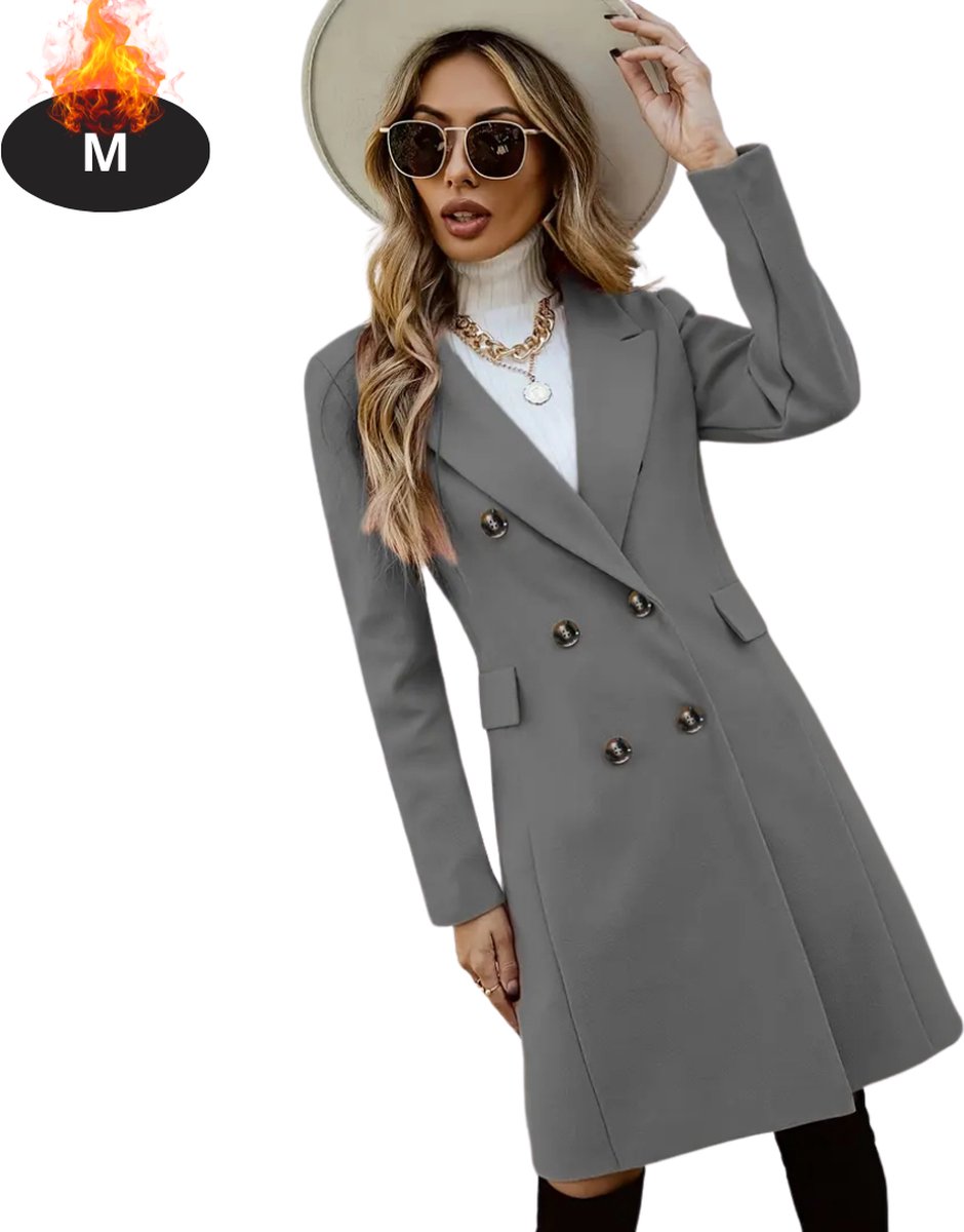 Bovista Mantel Dames Tussenmantel Jas Mantelpakje Trenchcoat Overjas Overcoat Winter Grijs