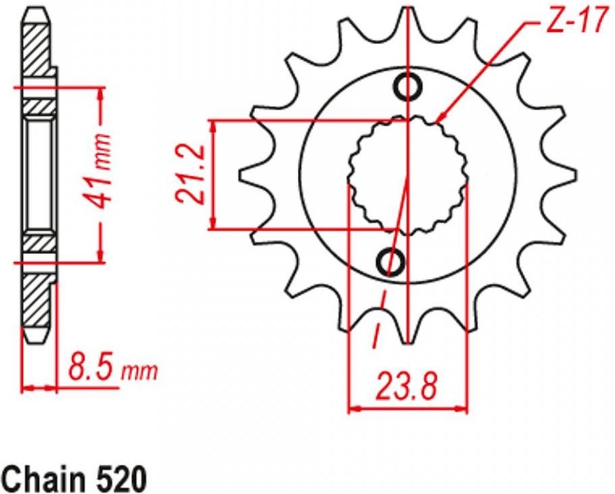 sifam versnellingsbak uitgaand tandwiel voor motor honda 400 xr r 1996 tot 2004 15 tands steek 520 type 1322 nieuw