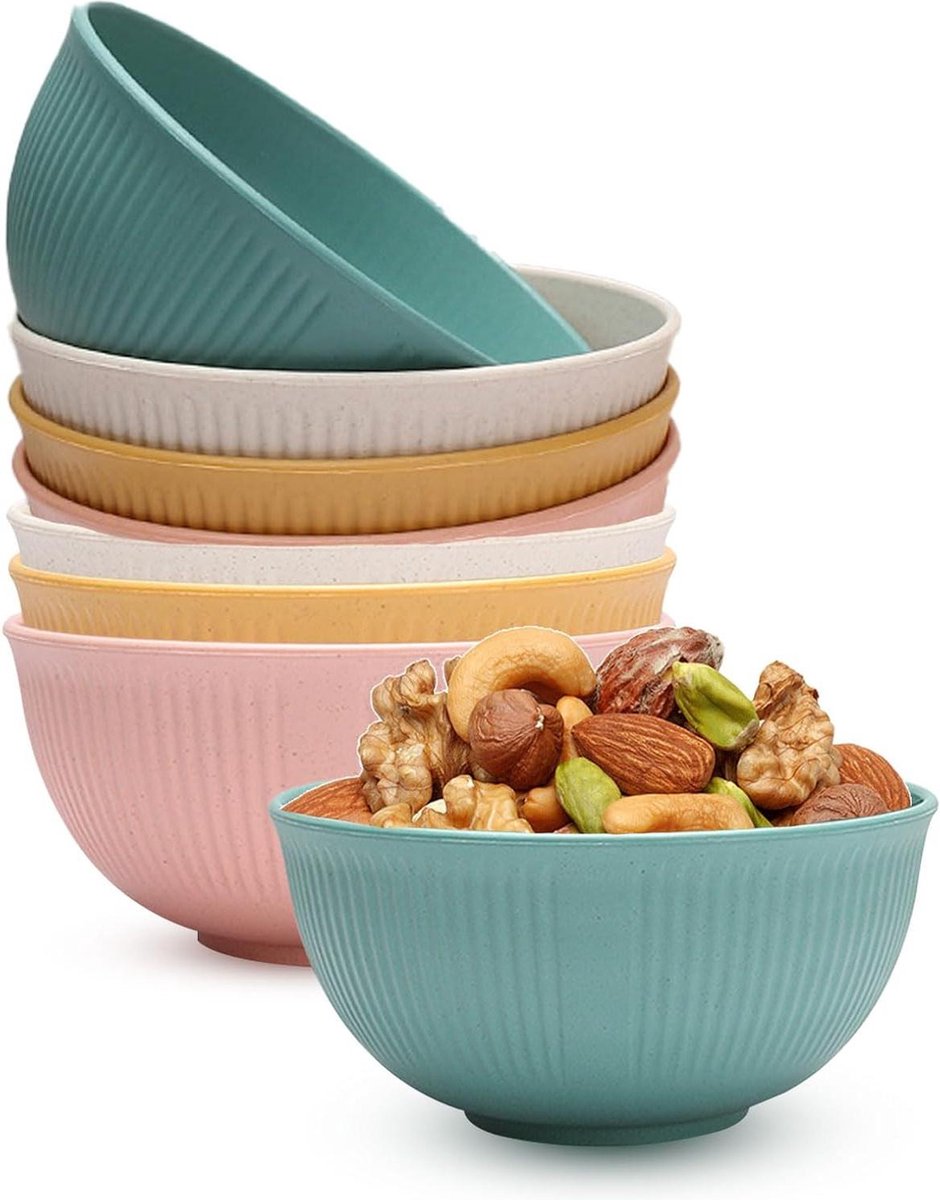 Set van 8 onbreekbare mueslikommen 710 ml - kunststof - voor pasta, muesli, ramen, salade, ontbijt - magnetron- en vaatwasmachinebestendig
