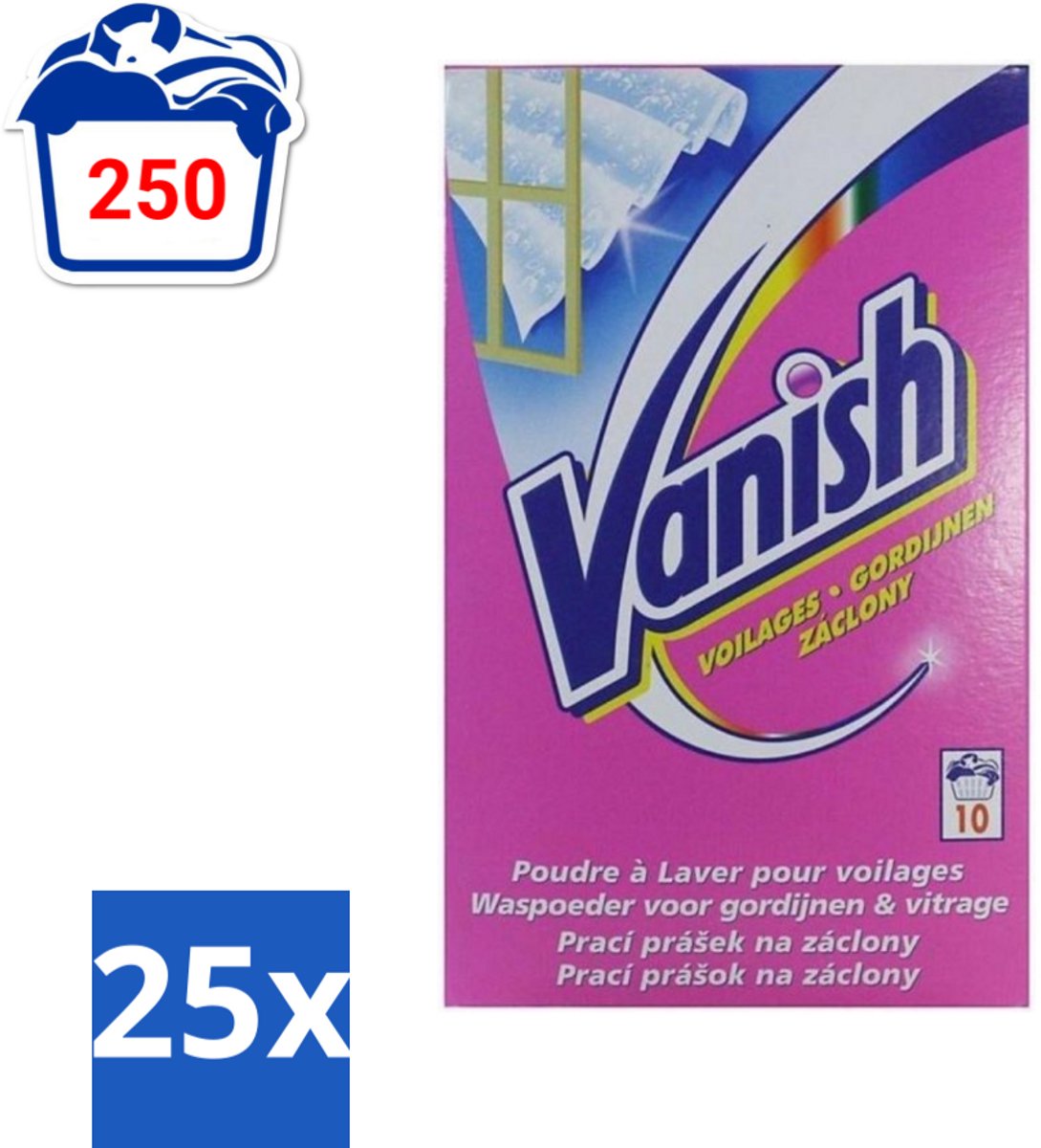 Vanish Gordijnen - Waspoeder - Voor Gordijnen & Vitrage - 10 Wasbeurten - Bulkverpakking - 25 stuks
