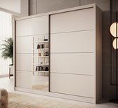 Meubella - Kledingkast Azul - Beige - 251 cm - Met spiegel