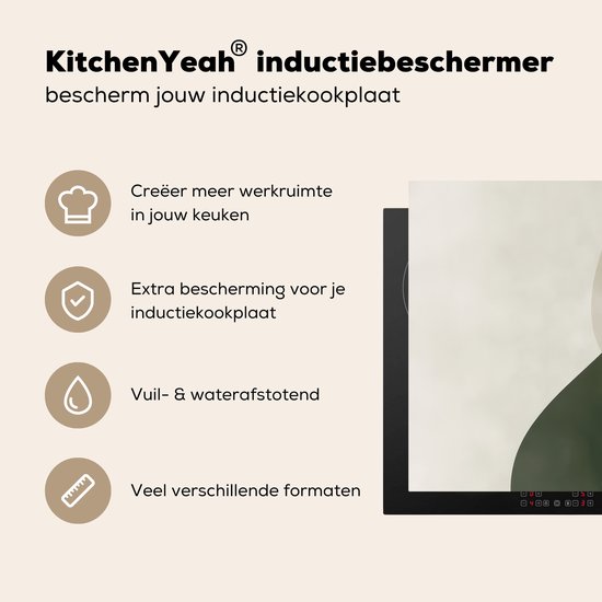 KitchenYeah® Protection plaque induction 70x50 cm - Japandi - Vert - Abstrait - Moderne - Protege plaque de cuisson - Couvre plaque induction - Protecteur d'induction - Cuisine