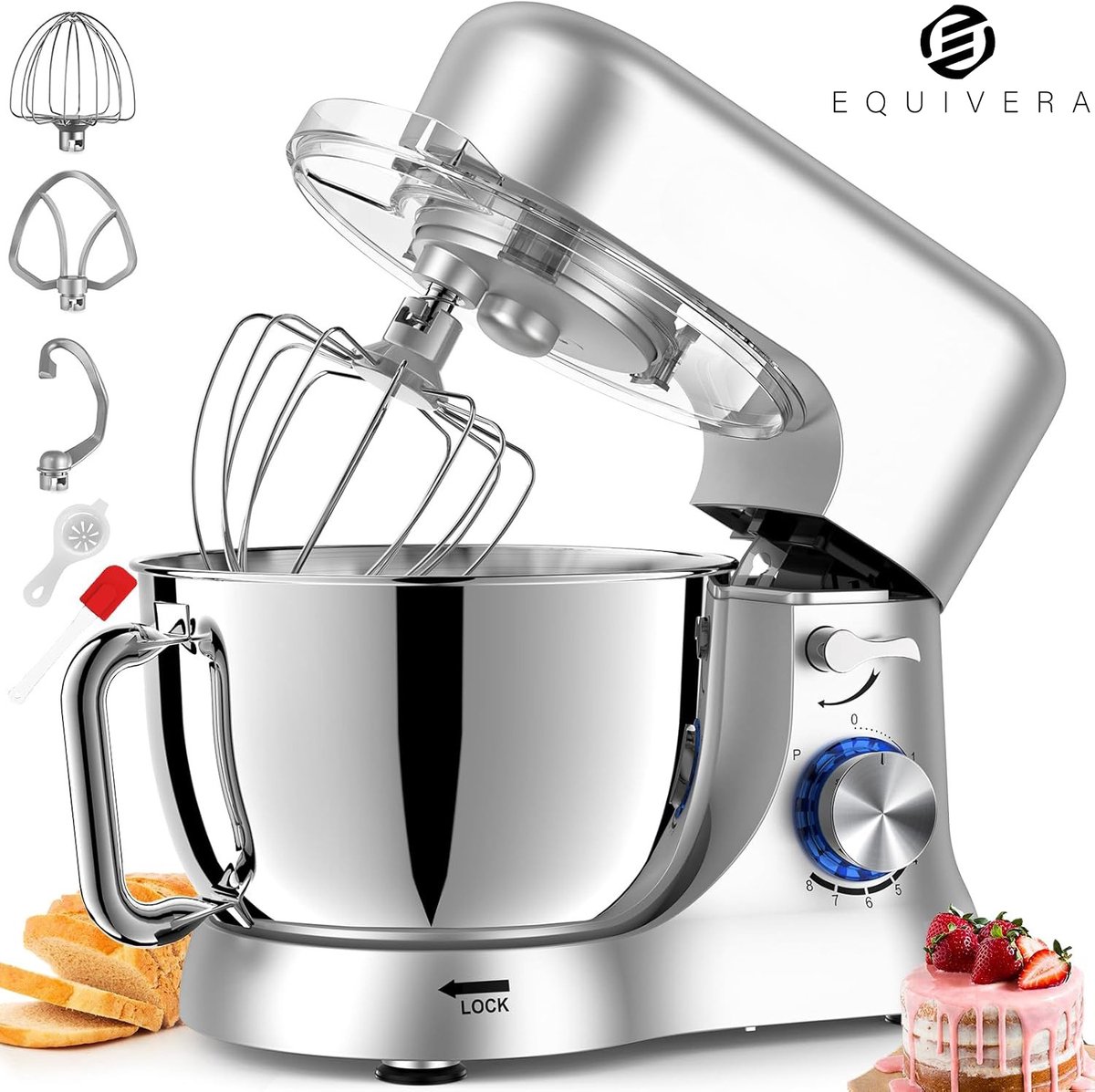 Equivera Deegmachine - Kneedmachine - Deegmixer - Keukenmixer - Keukenmachine