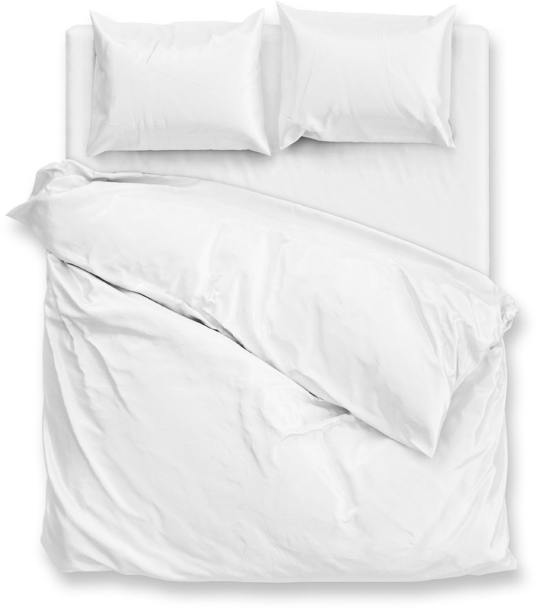 Zohome Dekbedovertrek Percalle - Deken - Dekbed - White - 100% Katoen-Perkal - Uni - 200x220 + 2 slopen 60/70 cm