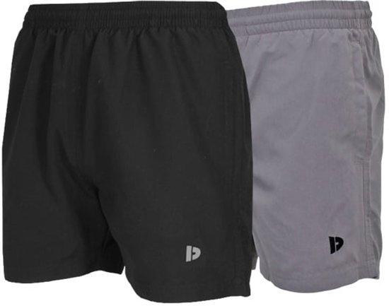 2-Pack Donnay - Sport/Zwemshort (Toon) - Sportbroek - Heren - Black/Steel grey (670) - maat XL