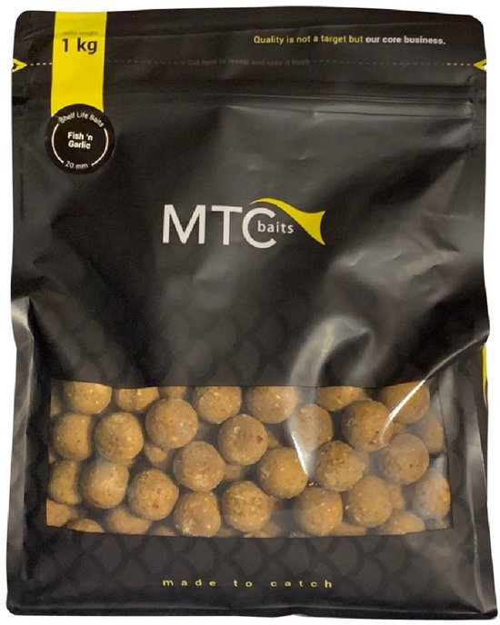 MTC Baits Fish 'n Garlic Boilies 20mm 1kg - Karperboilies Karpervissen - Vis Knoflook Boilies van MTC Baits — afbeelding 2