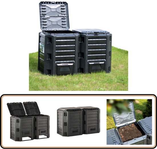 vidaXL Compostbak - 800L - Zwart - Weerbestendig Compostbak ...