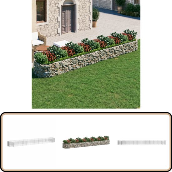 vidaXL - Gabion - plantenbak - verhoogd - 600x100x50 - cm - gegalvaniseerd - ijzer