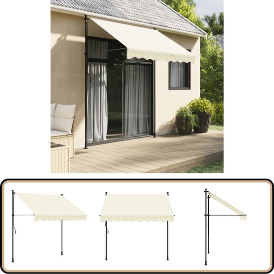 vidaXL Auvent rétractable - 200x150 cm - Auvent pliable de couleur crème - Écran de porche - Pare-soleil - Décoration de Jardin - Parasol de balcon