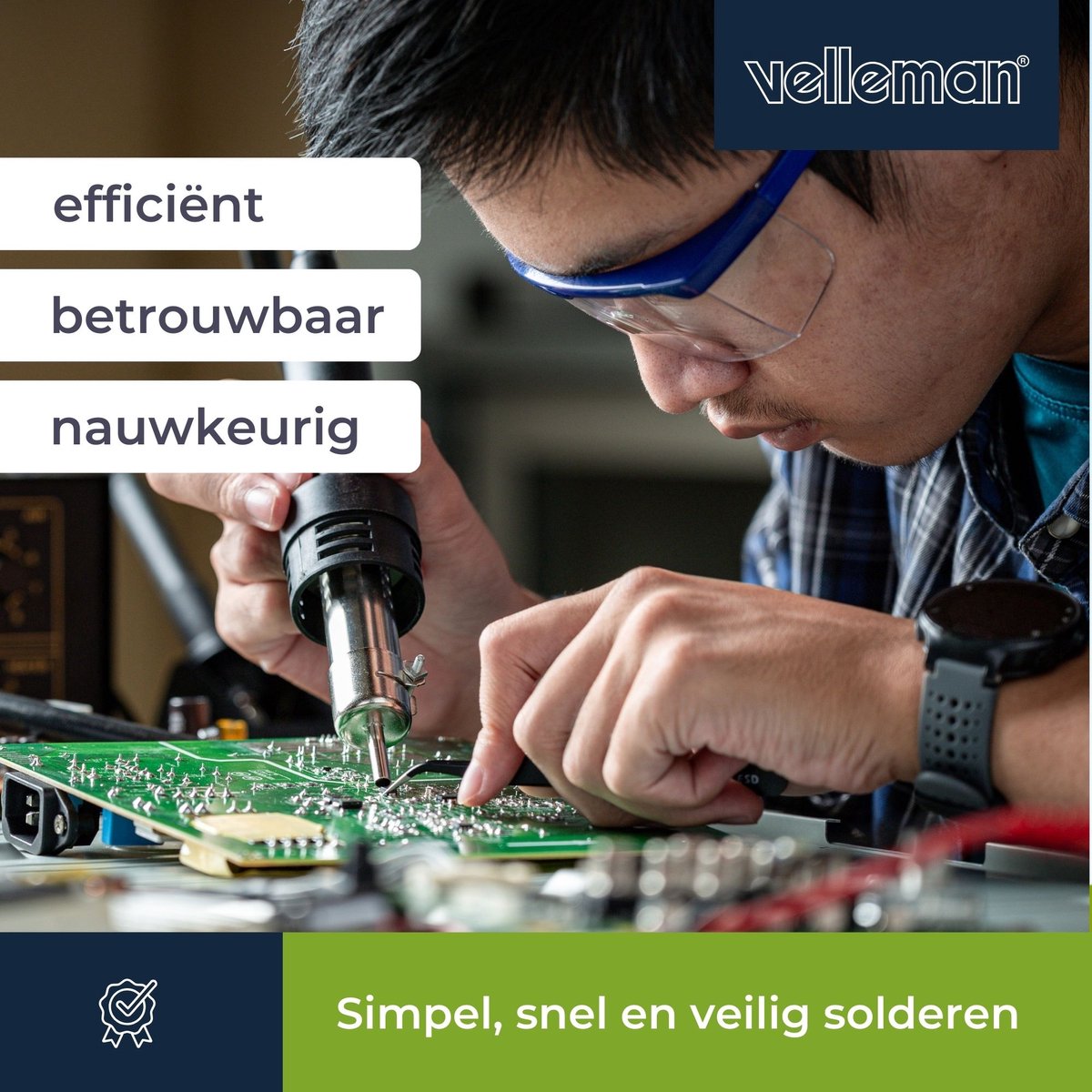 Velleman Soldeerstation, voor SMD-componenten, multifunctioneel, 300 W, temperatuurbereik 100-500 °C, grijs – foto 4