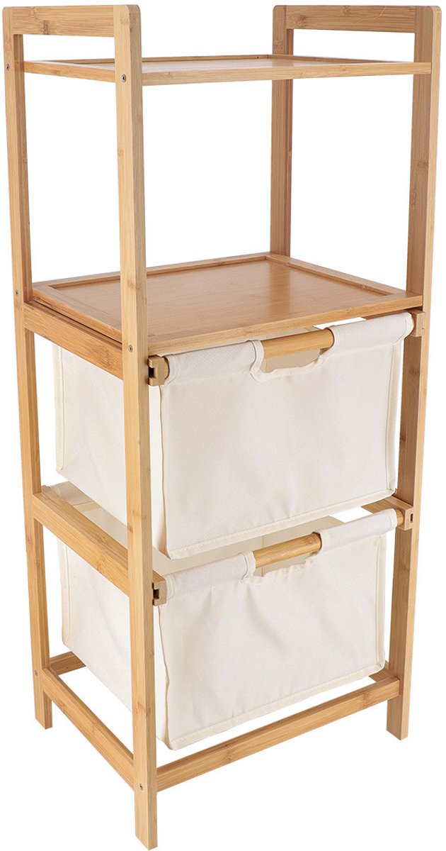 Tendance Opbergkast - met 2 Manden - 3 Vakken - Bamboe / Polyester - 90 x 38 x 30 cm