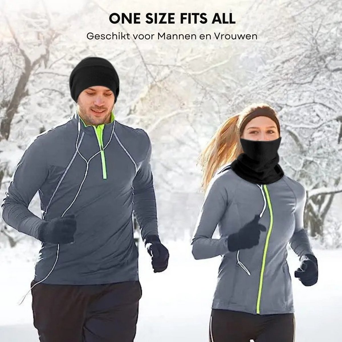 2-Pack Thermische Winter Loopsjaal, Nekwarmer Gaiter voor Heren en Dames, Rekbare Buis Sjaal, Winddichte Nekwarmer voor Hardlopen, Wandelen, Fietsen, Skiën, Motor – Zwart