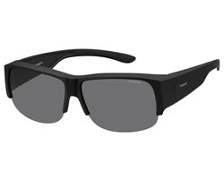 Polaroid Polariserende Half Rim Overzetzonnebril Suncover Zonnebril Zwart Lichtgewicht Donker Glas