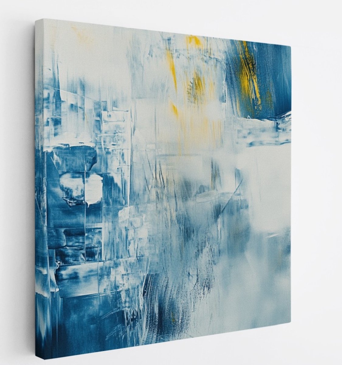 Saammp Canvas Schilderij - Blauwe vegen - Abstract - 40x40 - Foto op canvas - Wanddecoratie - Muurdecoratie Woonkamer - Slaapkamer decoratie - Canvas Print Multicolor