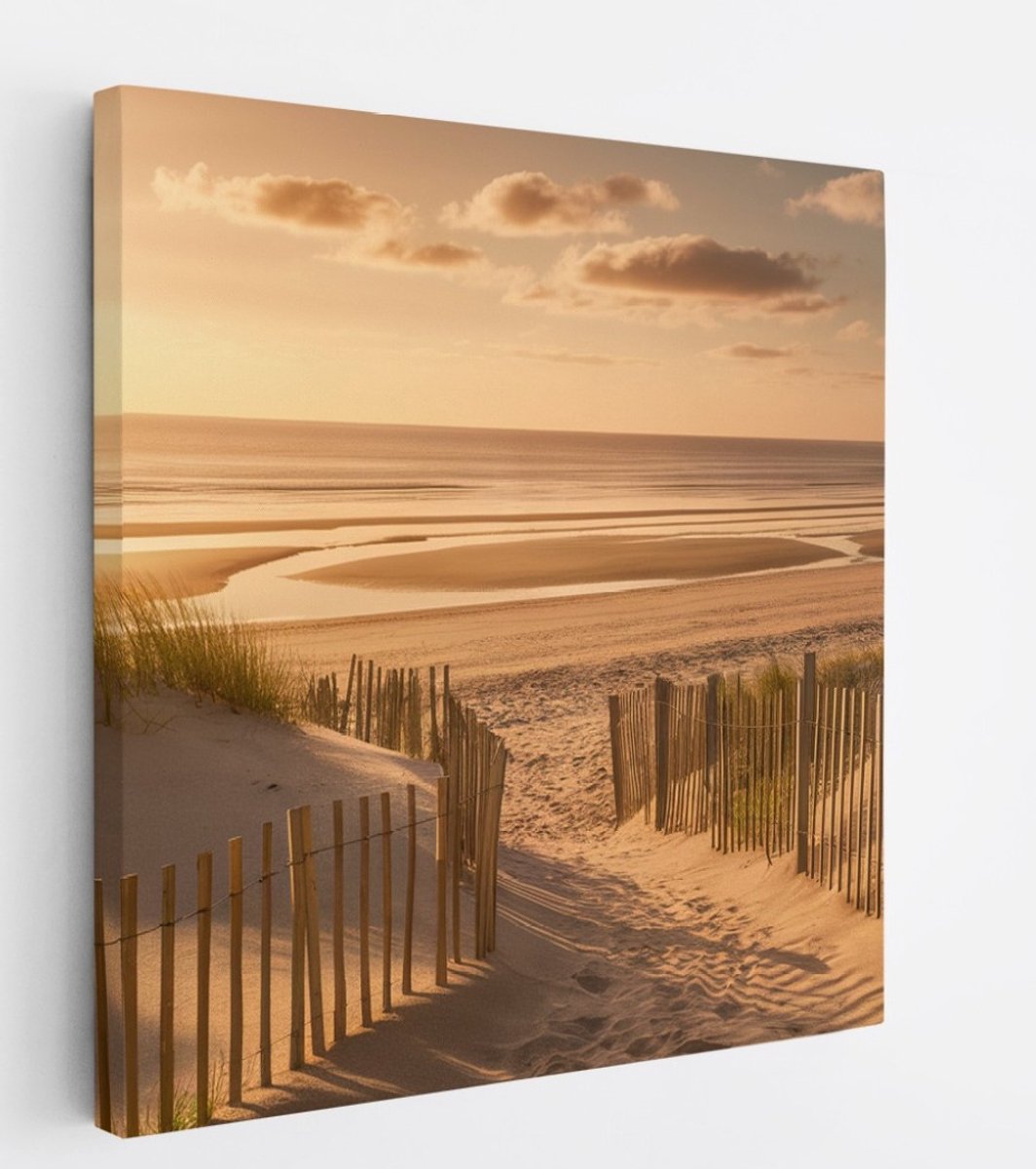 Saammp Canvas Schilderij - Pad naar het Strand - Zee - 20x20 - Foto op canvas - Wanddecoratie - muurdecoratie Woonkamer - Slaapkamer decoratie - Canvas Print Multicolor