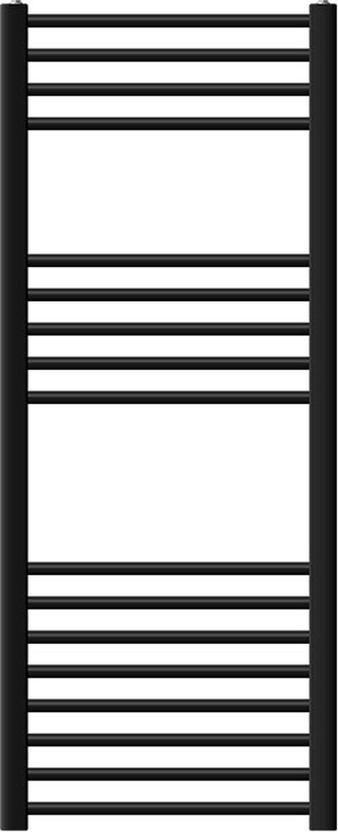 Badkamerradiator Sahara 500x1200 mm zwart mat recht met zijaansluiting LuxeBath