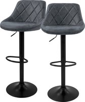 Bol.com Barkruk set van 2 antraciet kunstlederen bekleding met rugleuning en voetensteun in hoogte verstelbaar 62-82 cm ML-Design aanbieding