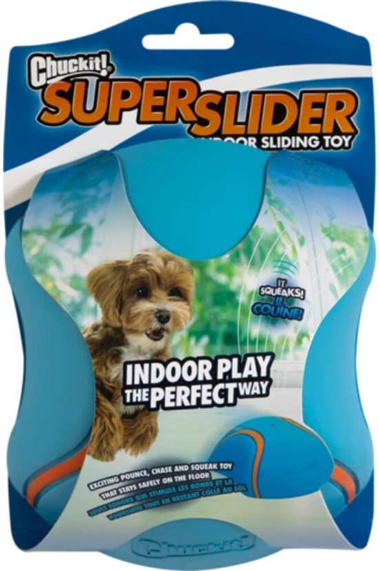 Chuckit! Indoor Slider - Hondenspeelgoed - Hondenspeeltjes - Met pieper - 18x14 cm - Rubber - Blauw/Oranje