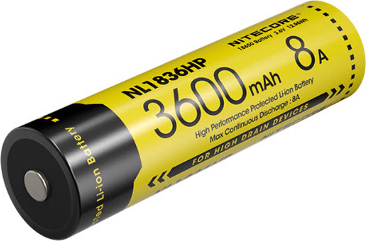 Nitecore NL1836HP Oplaadbare 18650 Li-Ion batterij 3600mAh