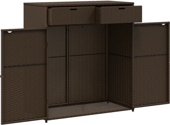 Abri de jardin The Living Store 105x55x113 cm en résine tressée marron - Armoire de rangement de jardin - Abri extérieur - Armoire de rangement extérieure - Coffre de jardin - Armoire en rotin