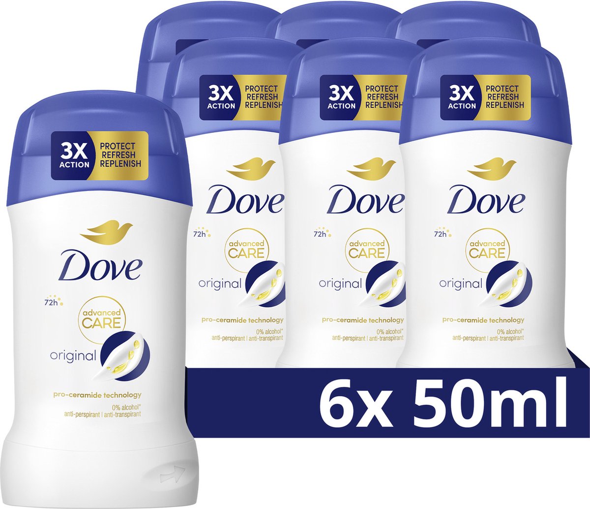 Goedkoopste Dove Advanced Care Anti-Transpirant Deodorant Stick - Original - 6 x 50 ml - Voordeelverpakking