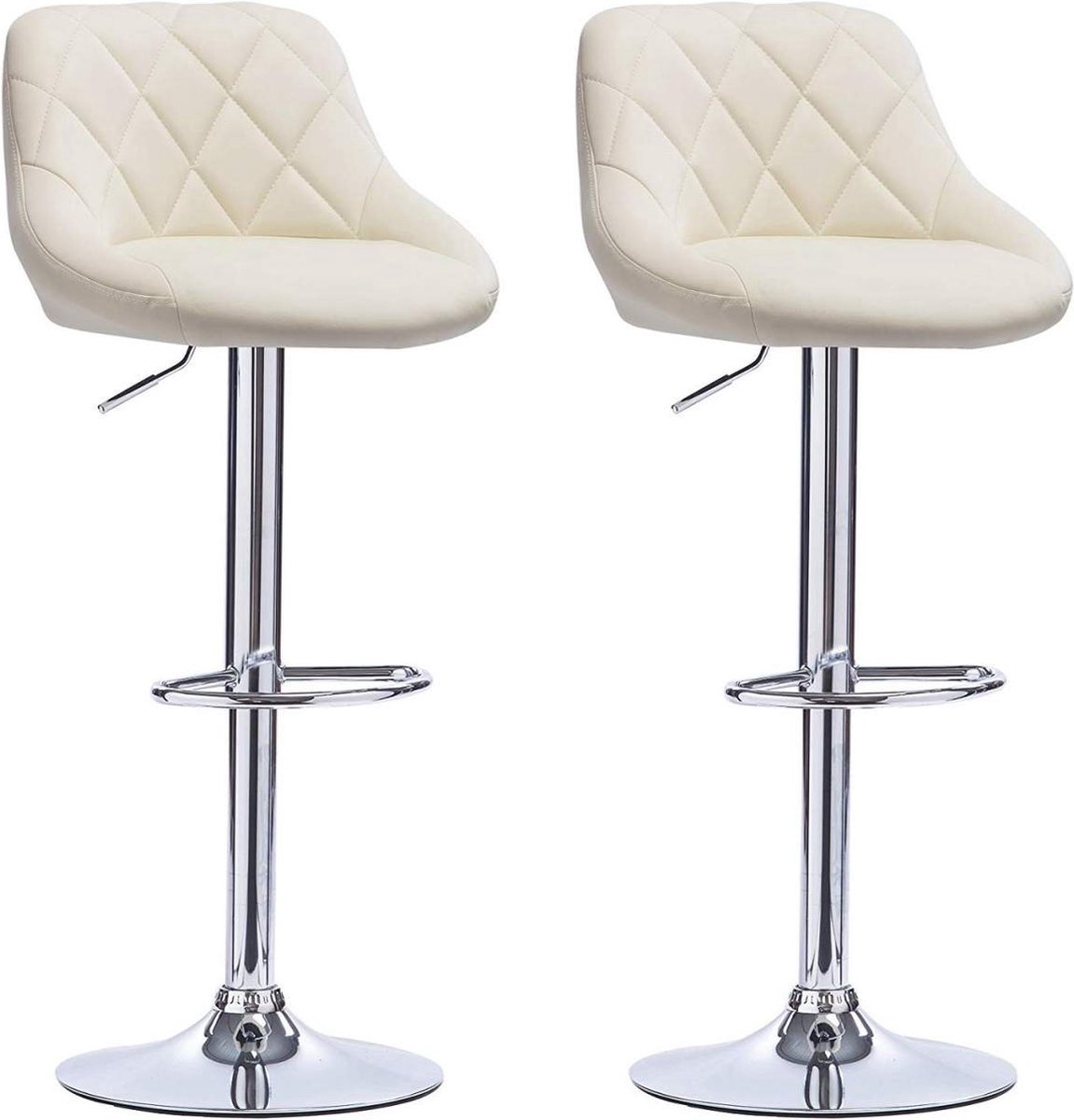 Bolt Edge Designer Barkruk - Creme - Ergonomisch - Met rugleuning - Verstelbaar - Set van 2