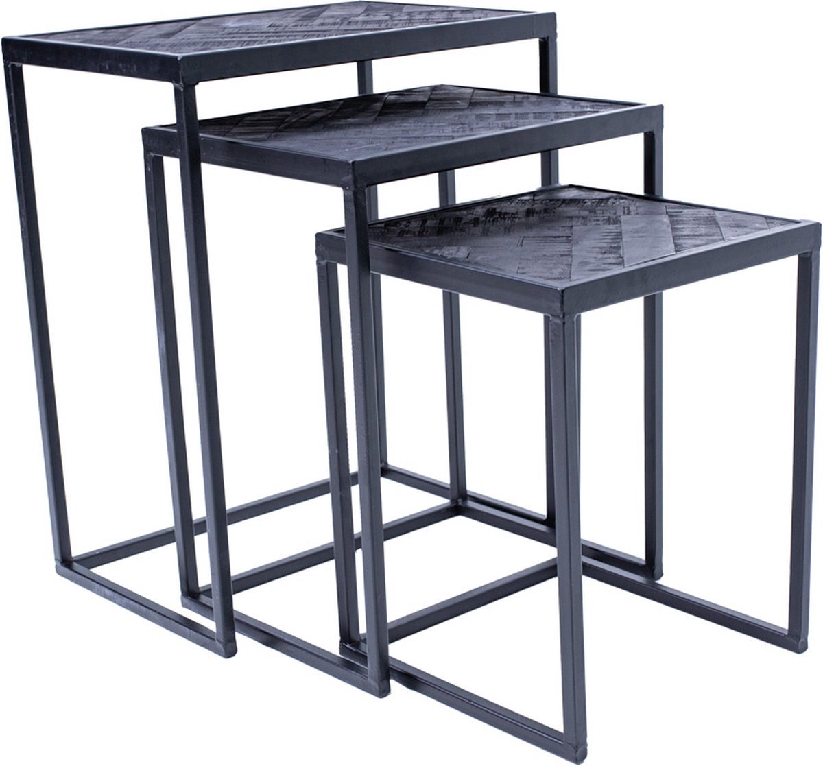 Bolt Edge Bijzettafel - Set van 3 - Industrieel - Rond - Geschikt voor laptop of ontbijt