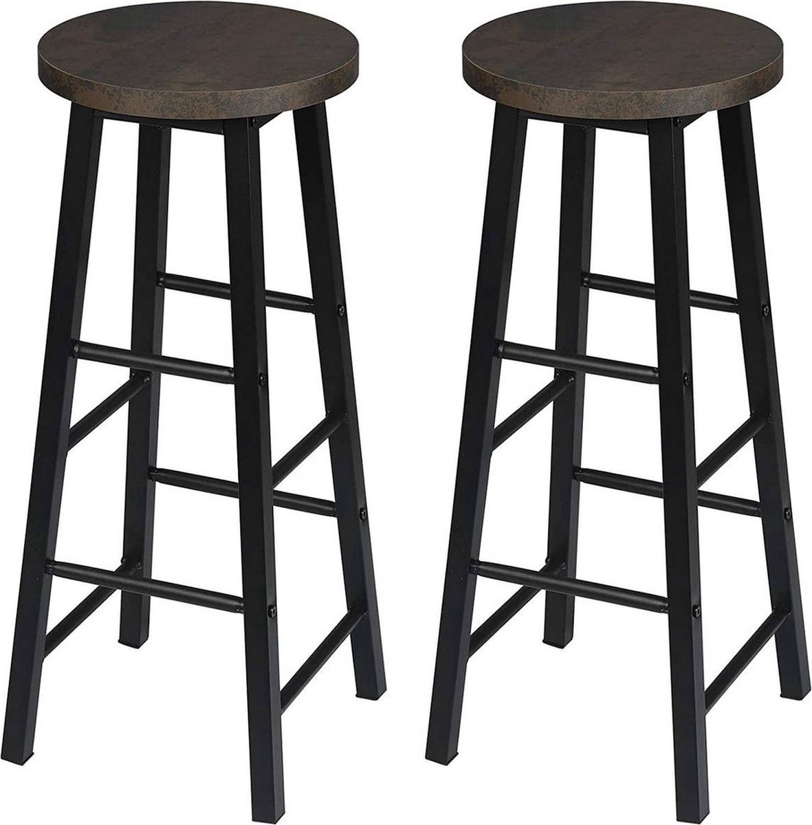 Bolt Edge Hoge Barkrukken - Zithoogte 71cm - Roestig - Zonder rugleuning - Set van 2