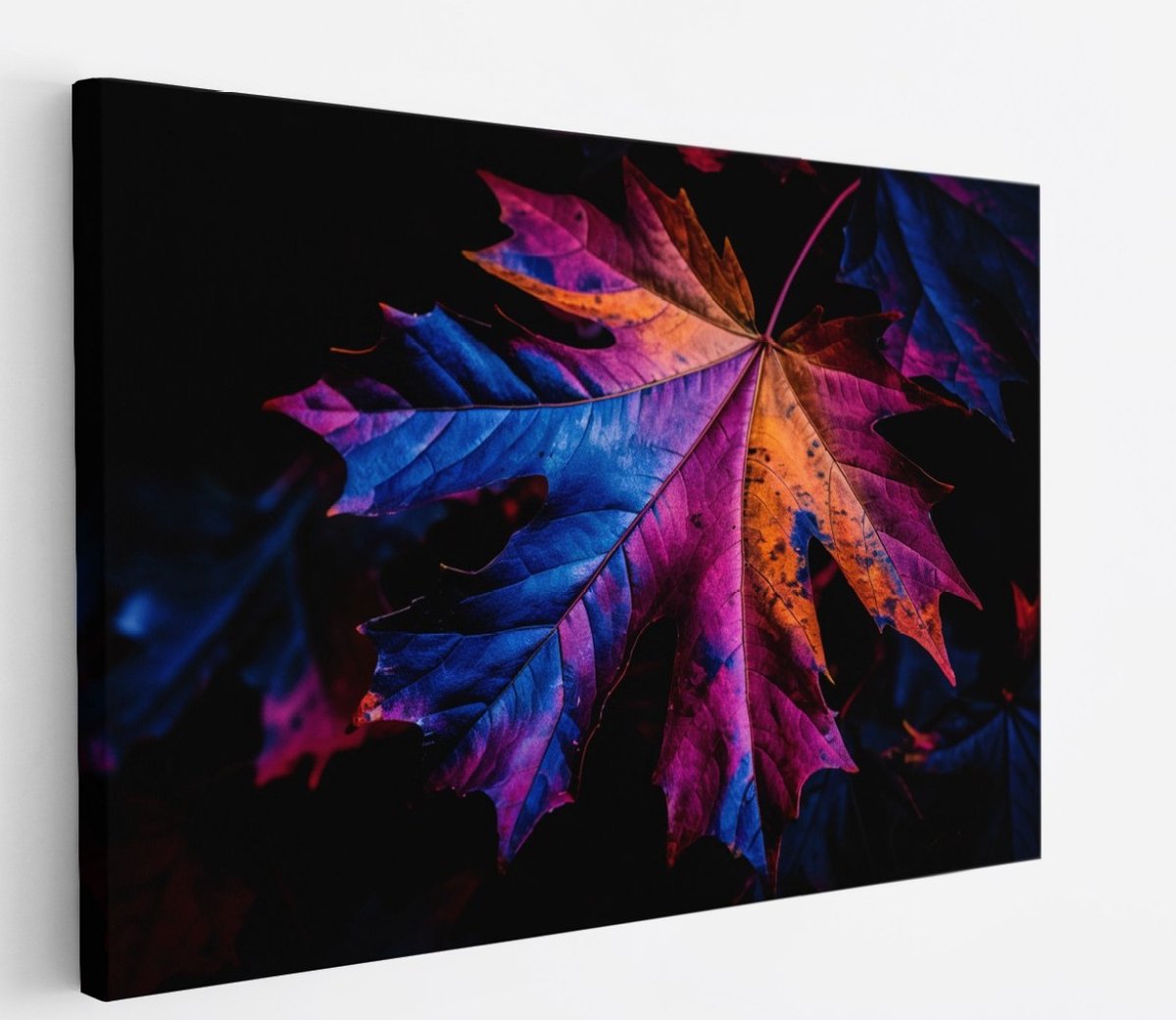 Saammp Canvas Schilderij - Gekleurd Blad - Bloemen - Natuur - 120x80 - Foto op canvas - Wanddecoratie - Muurdecoratie Woonkamer - Slaapkamer decoratie - Canvas Print Multicolor