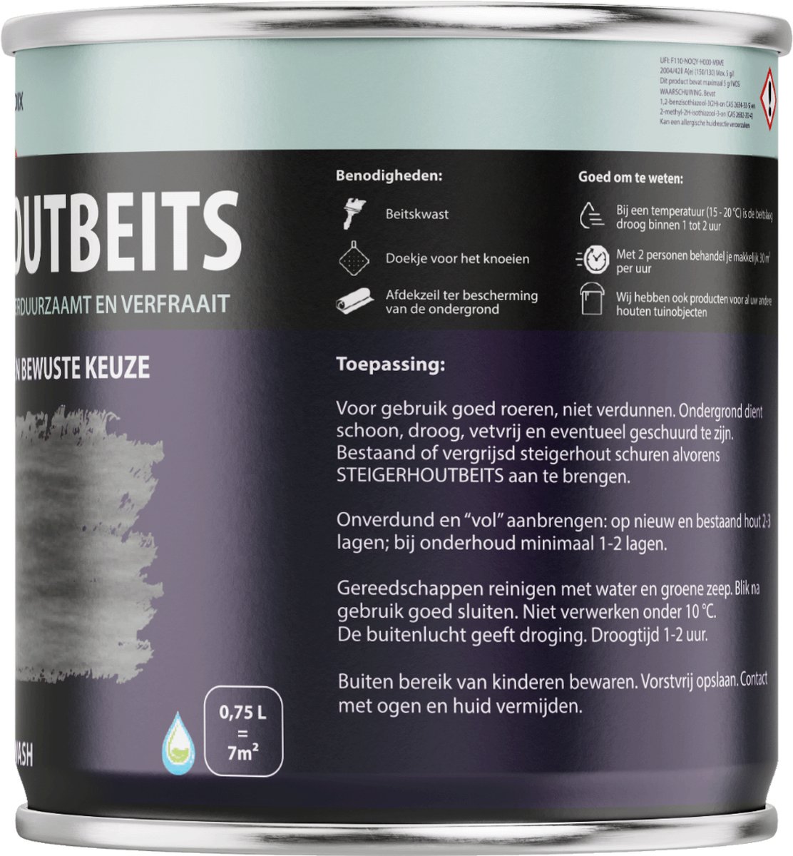 Hermadix Steigerhoutbeits - 0,75 liter - Grey wash – foto 2