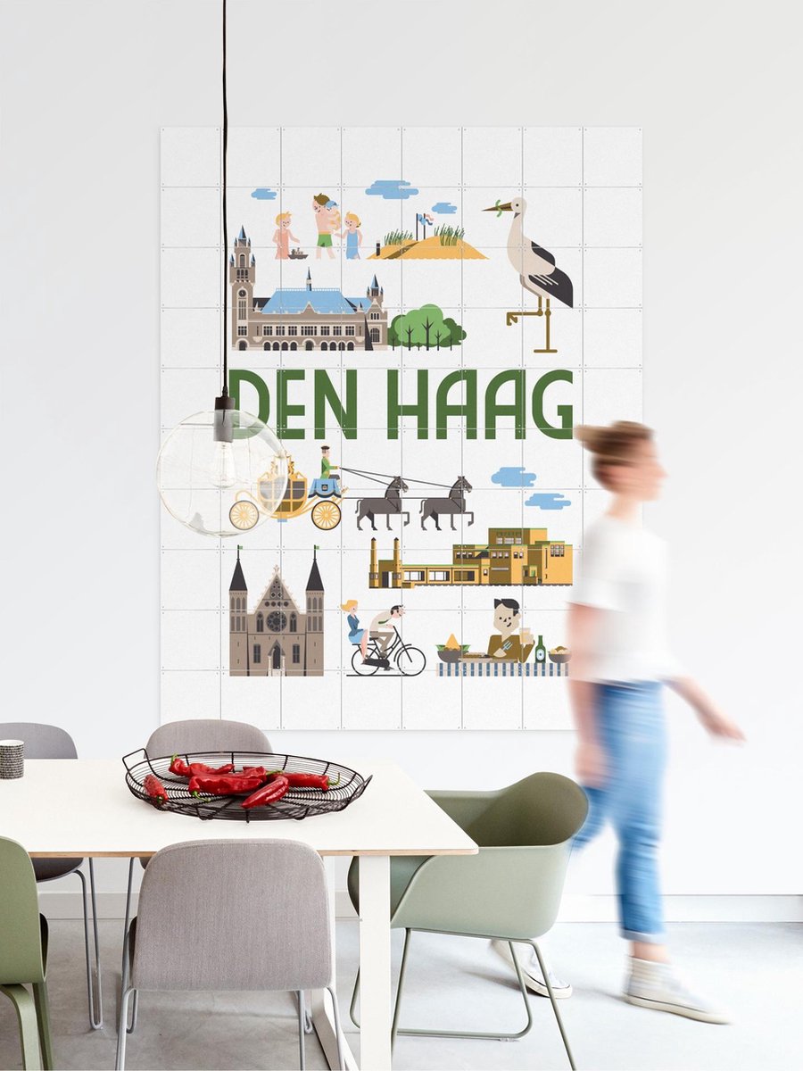 IXXI Den Haag, Jochem Coenen & Kunst in Kaart - 80 x 100 cm - Gratis ophangtool - Grote wanddecoratie en posters - Grafisch Ontwerp, Illustraties