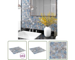 vidaXL Glazen Tegels - Mozaiek Tegels - Mozaïektegels 11 st 30x30 cm glas grijs en blauw - Mozaïek Vloer - Muurdecoratie - Badkamer Tegels