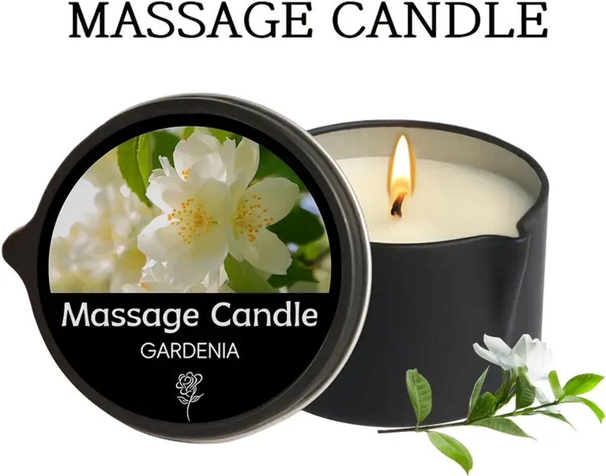 Gardenia Essentiële Olie Massagekaars - Sensuele Warme Gietbeker Ontwerp - Hydraterend met Bloemige Geur voor Ontspannende Spa & Lichaamsverzorging - Romantische Decoratie|Aromatherapie Kaars, Massageoliën voor stellen
