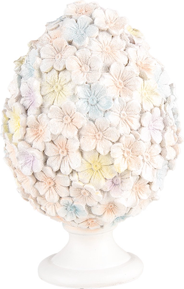 Decoratie Beeld Ei Ø 12x19 cm Wit Roze Kunststof