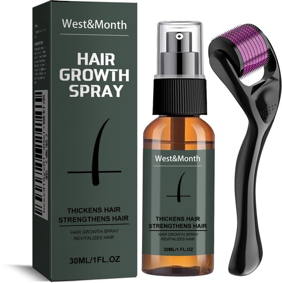 Soin de la barbe - Kit de pousse de la barbe - Set de spray de pousse de la barbe - Favorise la pousse de la barbe, Sérum de densité de la barbe, avec extraits de ginseng et de gingembre, Rouleau à micro-aiguilles, Kit de soin de la barbe