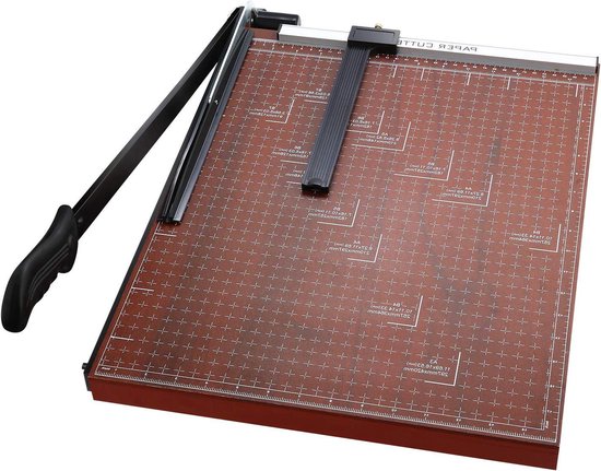 Voluker Papiersnijmachine A3, metalen basis, papiersnijder, kan 10 vellen tegelijkertijd worden gesneden, 48,5 x 38,5 x 3,3 cm, rood