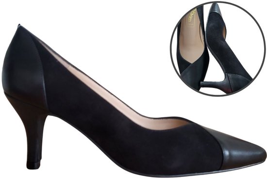 Stravers – Escarpins en Cuir et daim Zwart , pointure 34 ( petite pointure femme)