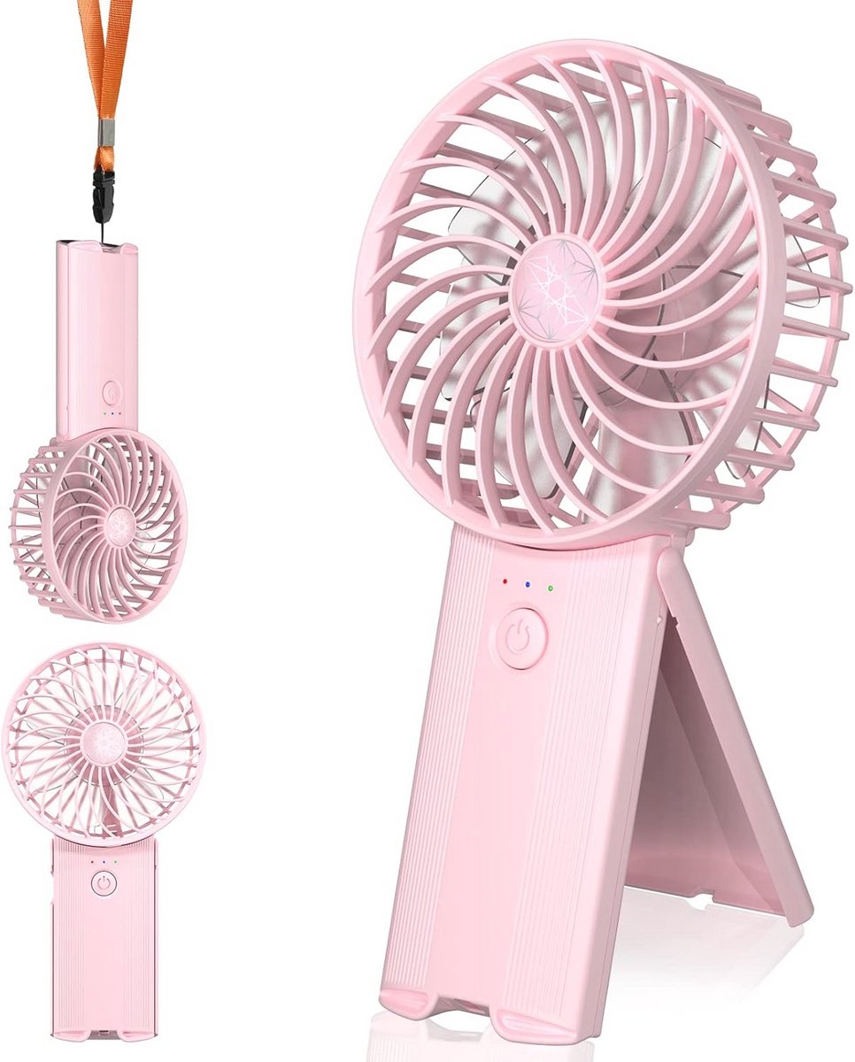 Draagbare Tafelventilator met 4 Snelheden - Oplaadbaar via USB, 15 Uur Gebruiksduur voor Reis, Kantoor en Buitenshuis
