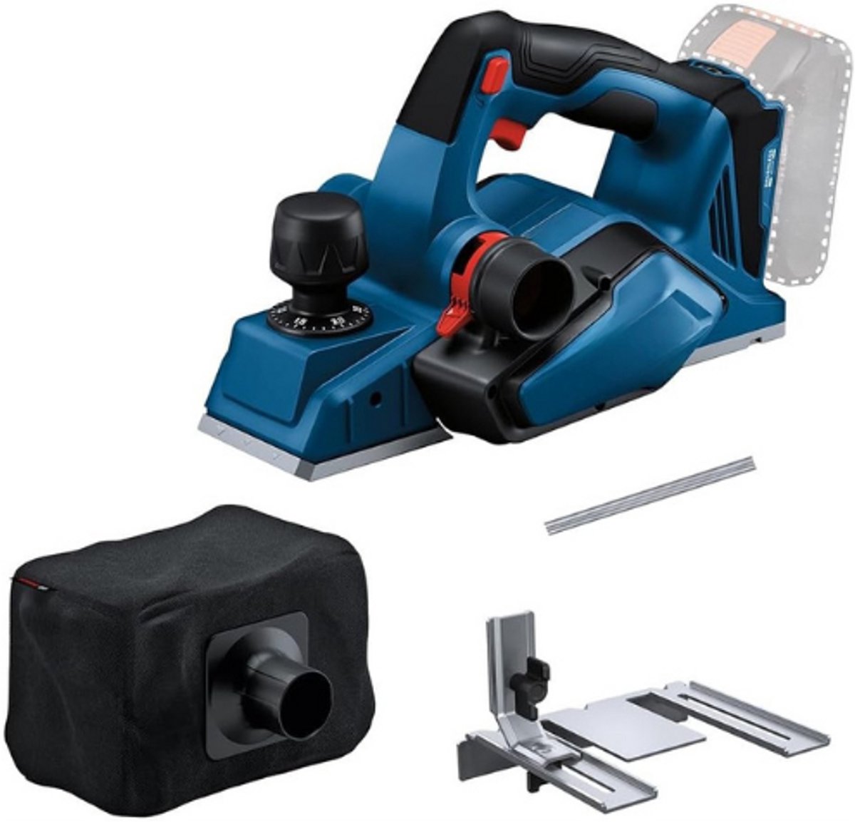 Krachtige 18V Schaafmachine - GHO 18V-26 - Borstelloze Motor - Inclusief Stofzak - Parallelgeleider - Wood Razor Schaafmes
