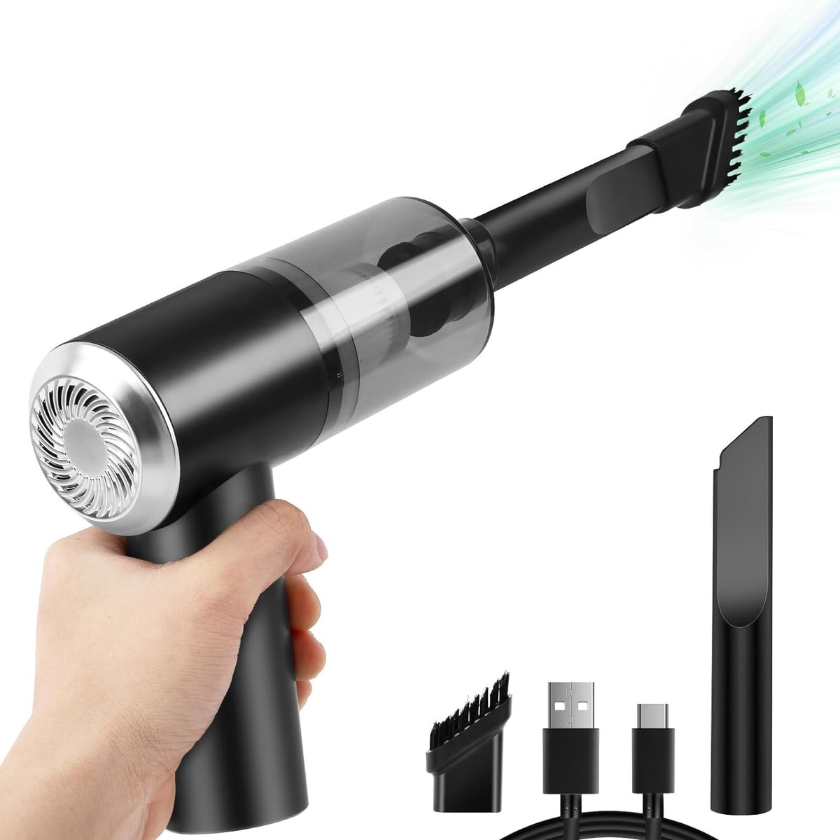 Draadloze Mini Handstofzuiger met LED en USB Oplaadbaar - Compact en Draagbaar voor Tafel, Toetsenbord en Auto