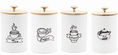 Set élégant de 4 Bocaux de conservation – ​​Café, Thee, sucre et sel