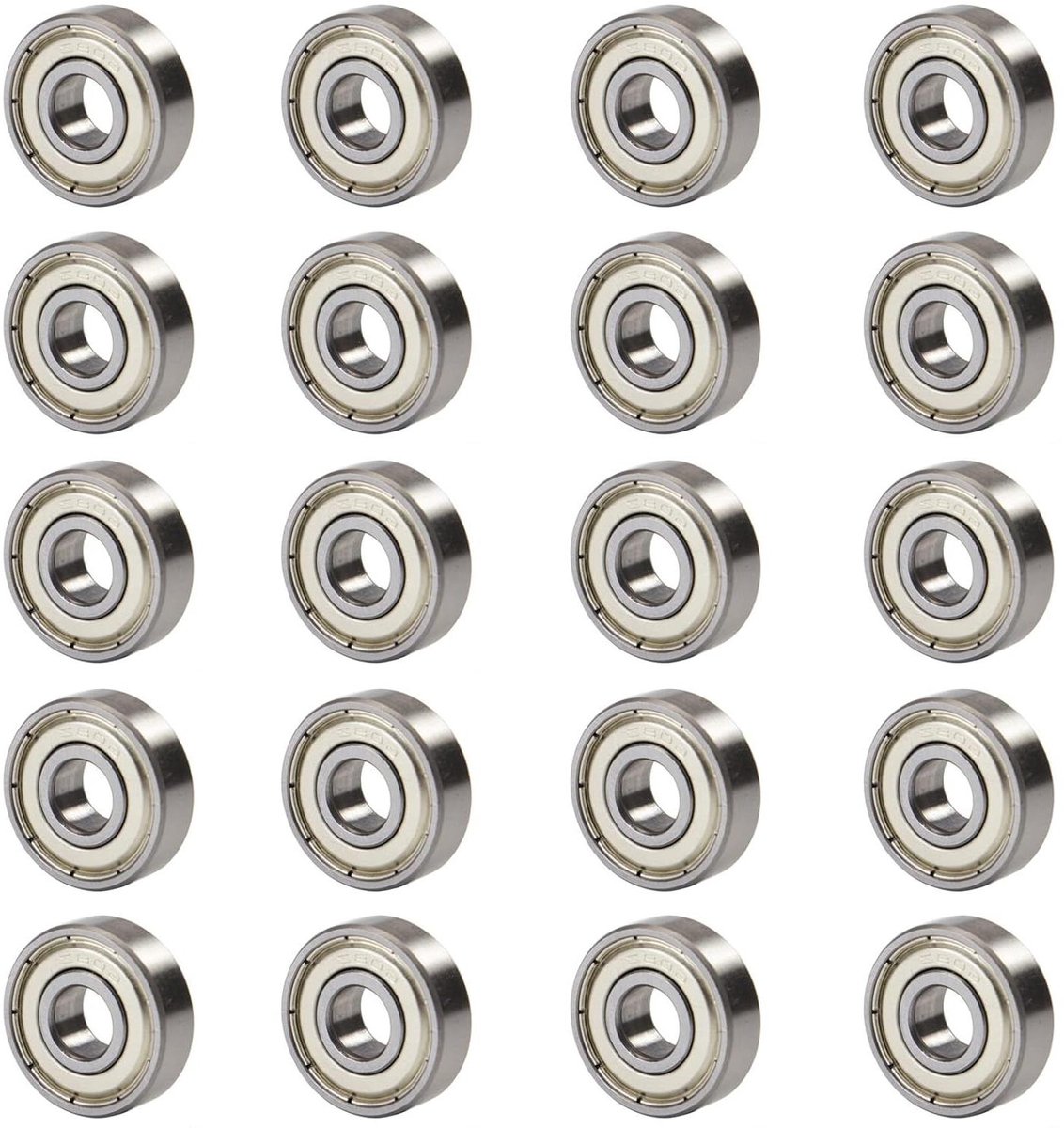 20 Stuks Diepgroefkogellagers – Miniatuur Radiale kogellagers voor gebruik in 3D-Printers, Skateboards, Inline Skates, Longboards, Scooters en Rolschaatsen (Zilver)