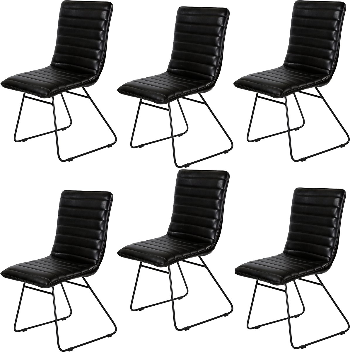 Casa Moro Zwarte leren eetkamerstoelen van echt leer – stijlvolle stoelen voor eetkamer, kantoor & wachtruimte Esszimmerstuhl Leder Schwarz