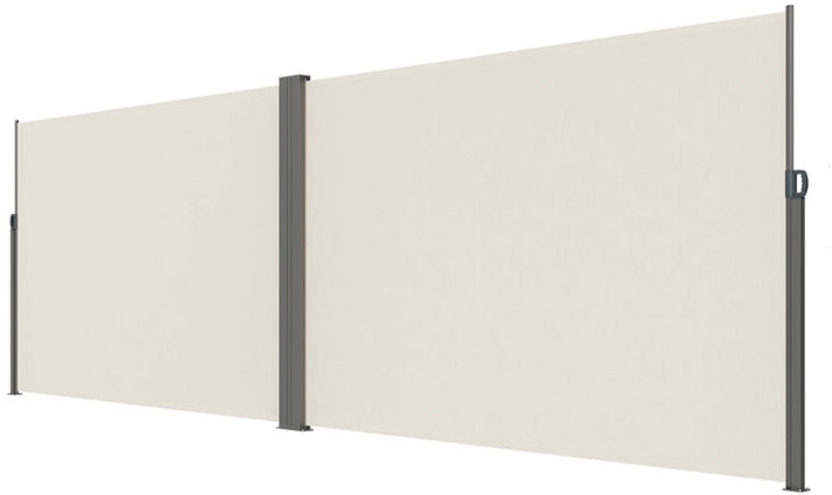 Windscherm -Zijscherm - Uittrekbaar Zijscherm voor Buiten – Waterdicht - Polyester - Privacy Scherm - PU coating - UV 30+ Zonwering - Windscherm en Ruimteverdeler - 200X600cm - Geelachtig