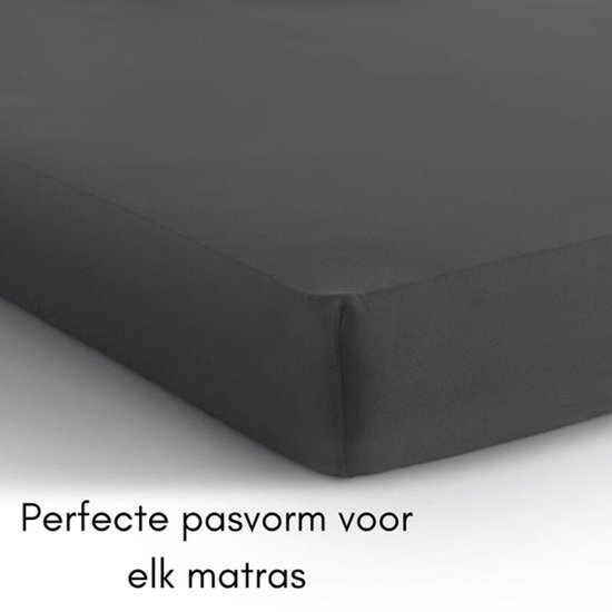 Sleeps Jersey Stretch Hoeslaken - 100% Katoen - 90x220 cm - Antraciet - Strijkvrij van Sleeps — afbeelding 4