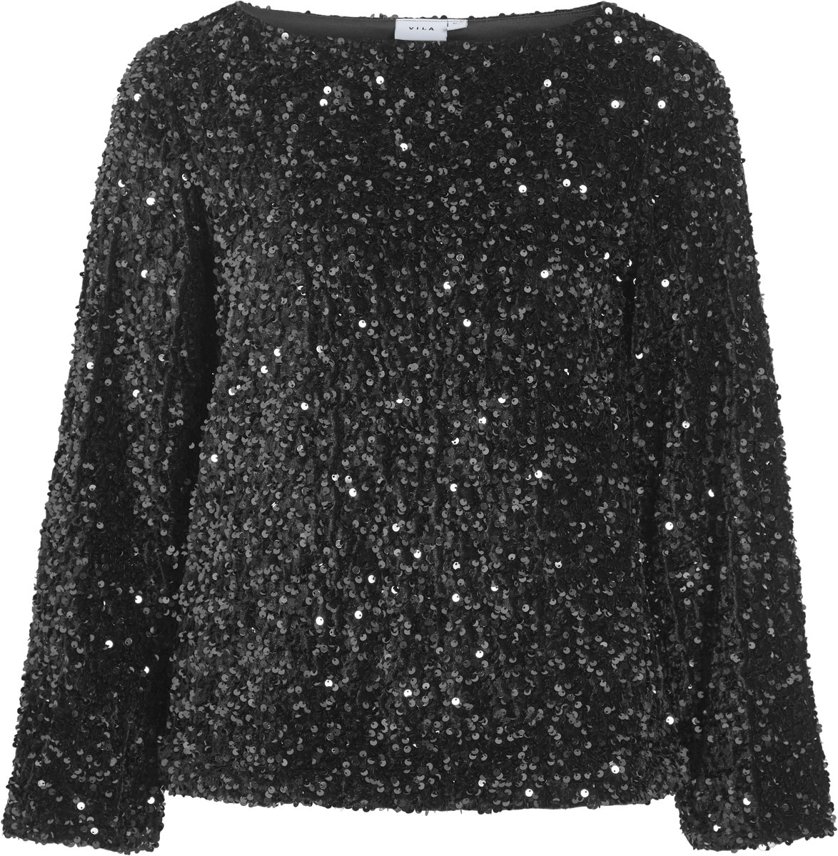 VILA - VIFAITH BOAT NECK L/S SEQUIN TOP/2 - Dames - Blouses