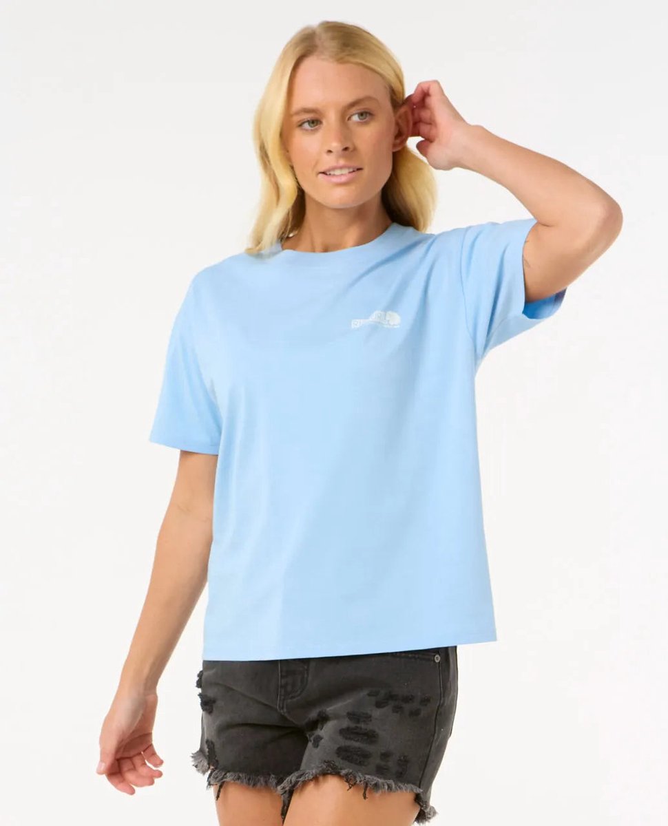 2025 Rip Curl Dames Ocean Tech Relaxed Tee - Mid Blue