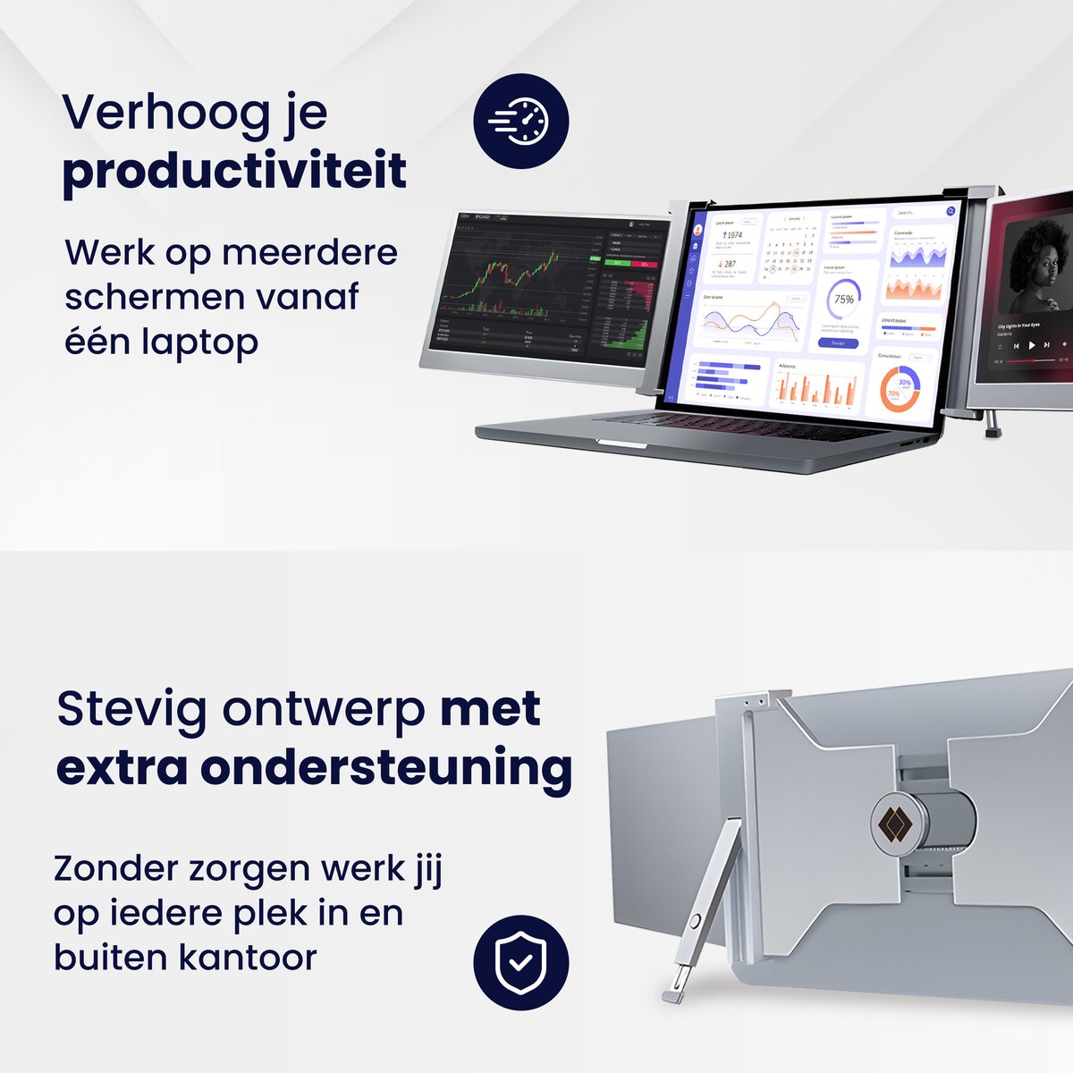 HoriVue Portable Monitor Max 15,6" Triple Screen Full HD 1920x1080 60Hz Draagbaar Extra Laptop Scherm Apple Windows - Afbeelding 5
